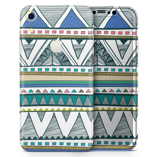 Abstract Blue and Green Triangle Aztec - Skin-Kit for the Apple iPhone