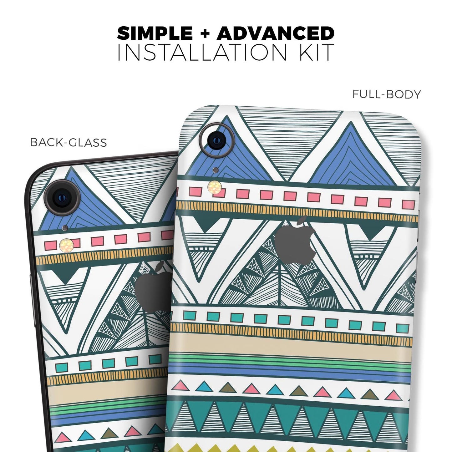 Abstract Blue and Green Triangle Aztec - Skin-Kit for the Apple iPhone